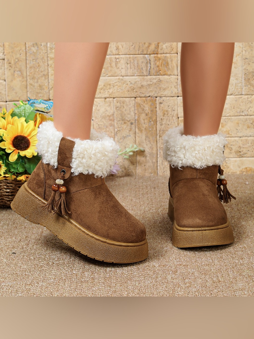 Round Toe Platform Boots - Picture 2 of 12